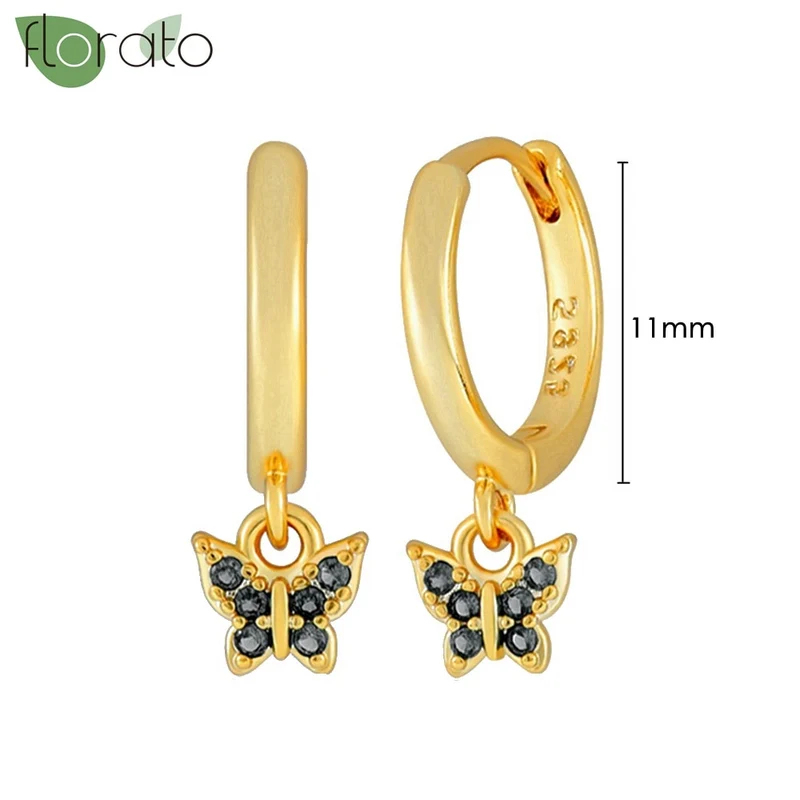 1 Paar Creolen aus 925 sterling Silber Gold Ohrringe Zirkonia Ohrstecker