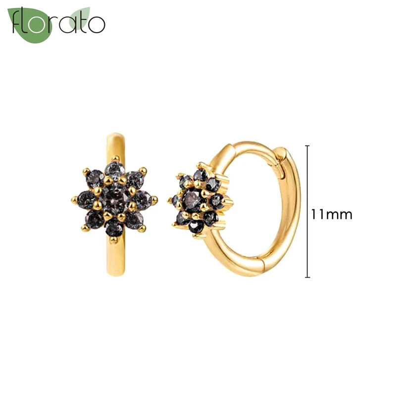 1 Paar Creolen aus 925 sterling Silber Gold Ohrringe Zirkonia Ohrstecker