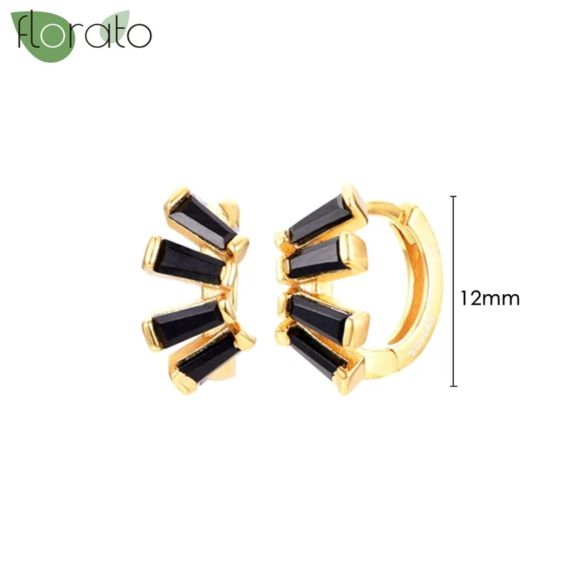 1 Paar Creolen aus 925 sterling Silber Gold Ohrringe Zirkonia Ohrstecker