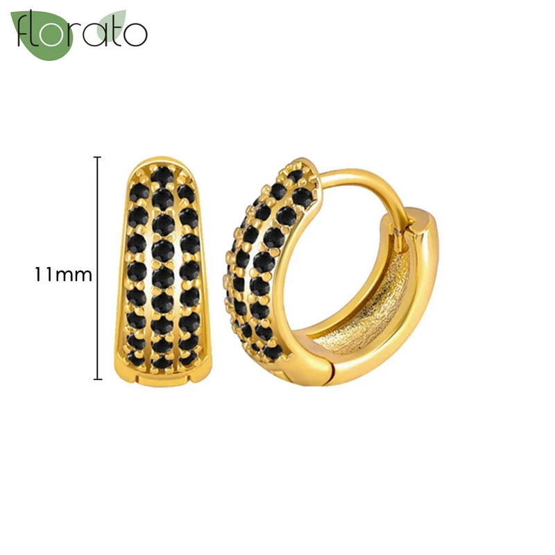 1 Paar Creolen aus 925 sterling Silber Gold Ohrringe Zirkonia Ohrstecker