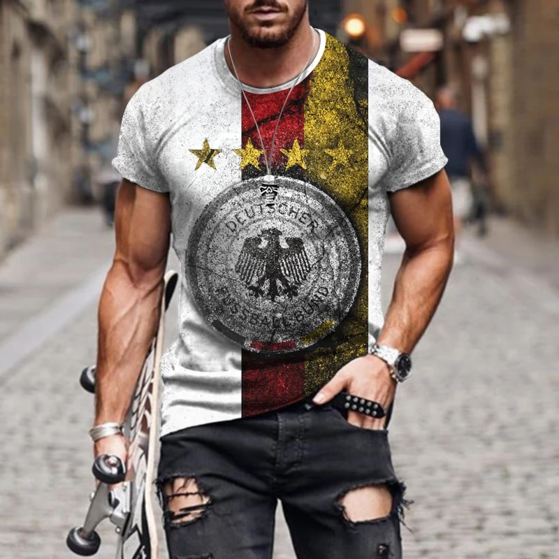 Herren Fashion Vintage 3D T-Shirt Rundhals Unisex Sommer Streetwear
