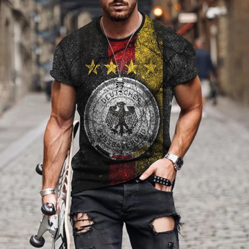 Herren Fashion Vintage 3D T-Shirt Rundhals Unisex Sommer Streetwear