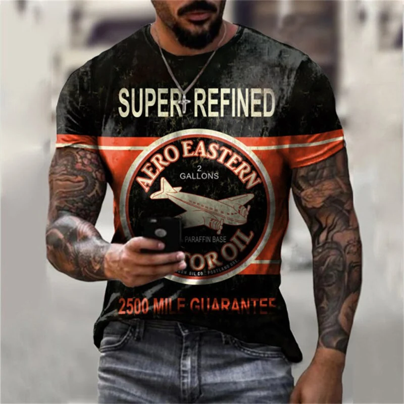 Herren Fashion Vintage 3D T-Shirt Rundhals Unisex Sommer Streetwear