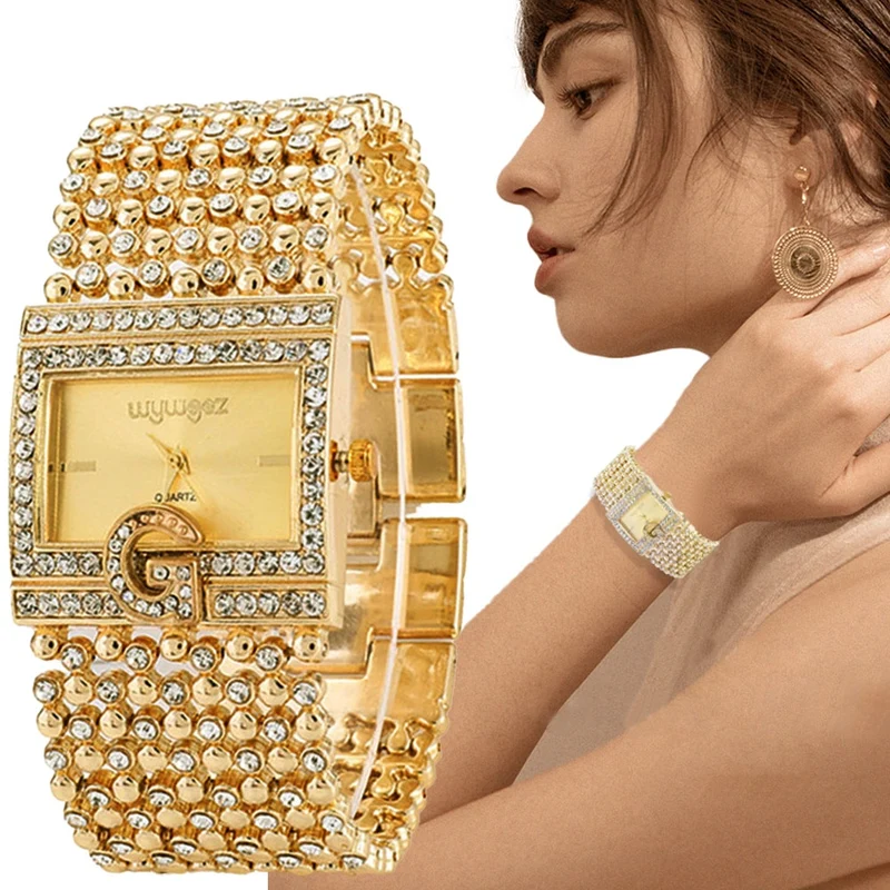 Damen Armband Uhr Mode Fashion Strass Luxus Quartz Business Schmuck