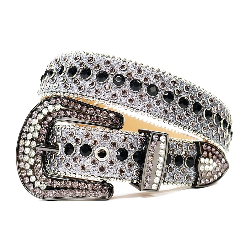 Damen Jeans Gürtel Herren Strass Gürtel mit Nieten Besetzt NEU