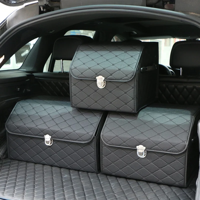 Leder Aufbewahrungsbox Kofferraum Organizer Auto Tasche Klappbarer