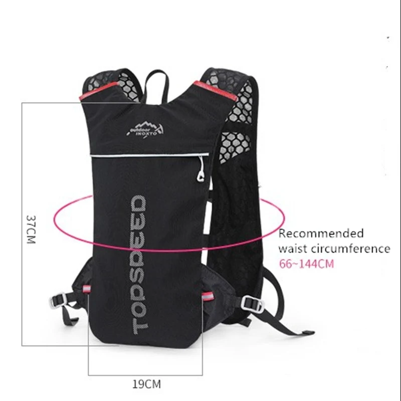INOXTO trail Ultraleichter Fahrrad Lauf Rucksack mit 5-Liter Trinksystem und Reflektoren