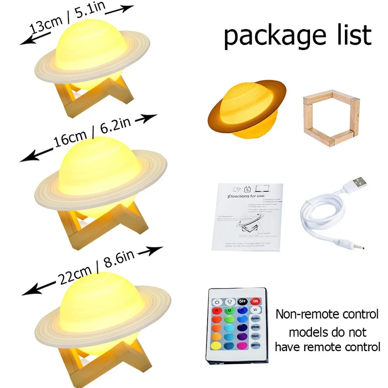 Mondlampe 3d Druck Kinder Mond Lampe Nachtlicht Dimmbar LED 16 Farbe USB Touch Lampe