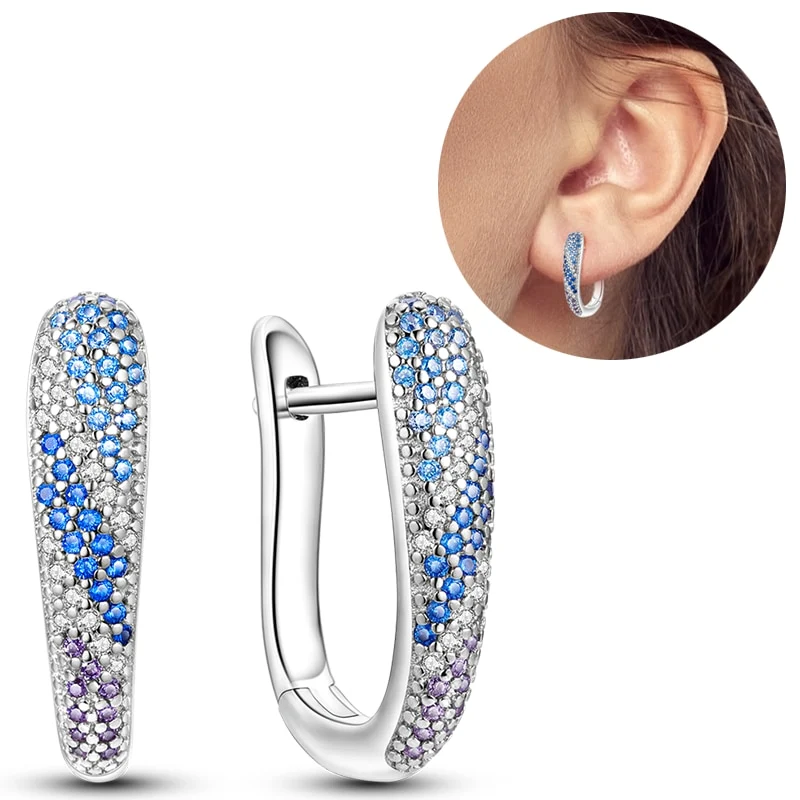 1 Paar Creolen aus 925 sterling Silber Ohrringe Ohrschmuck Zirkonia Ohrstecker