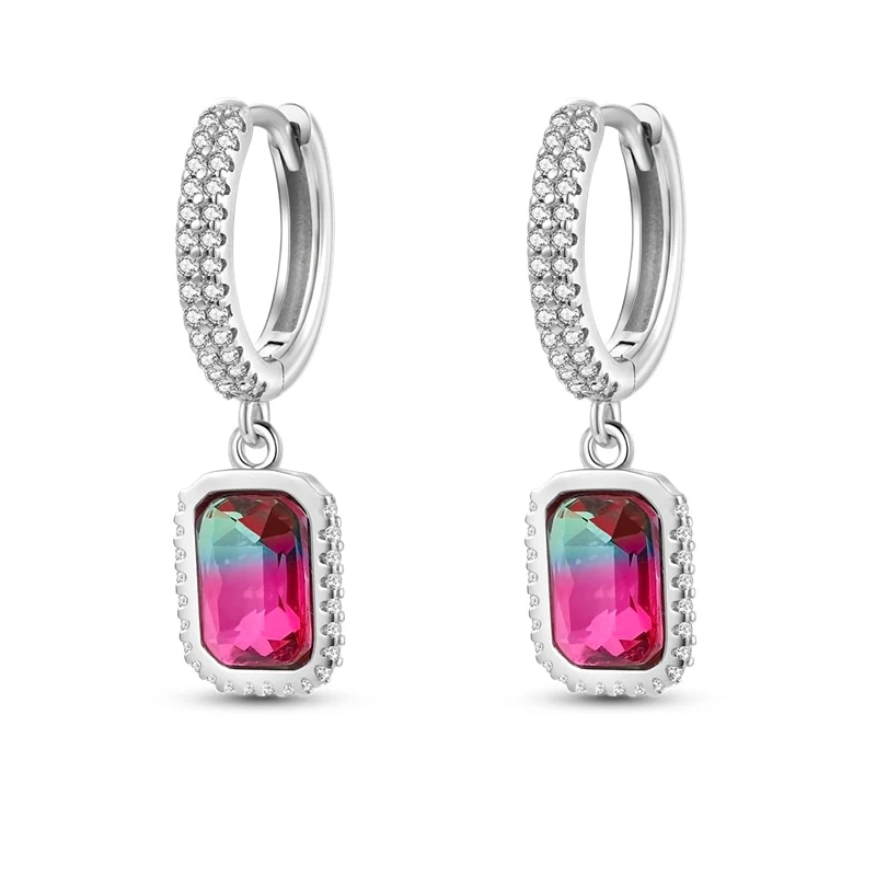 1 Paar Creolen aus 925 sterling Silber Ohrringe Ohrschmuck Zirkonia Ohrstecker