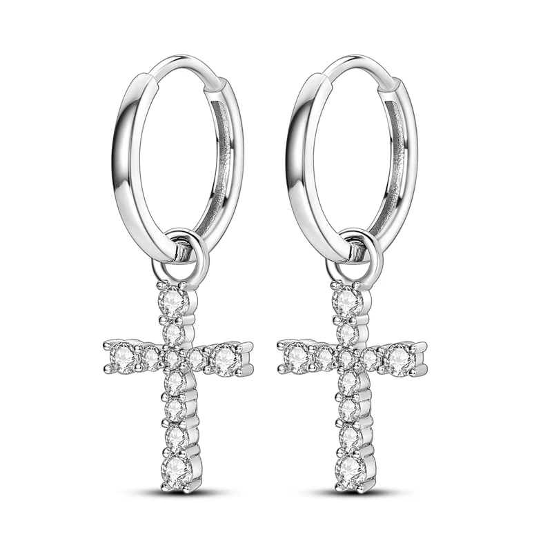 1 Paar Creolen aus 925 sterling Silber Ohrringe Ohrschmuck Zirkonia Ohrstecker