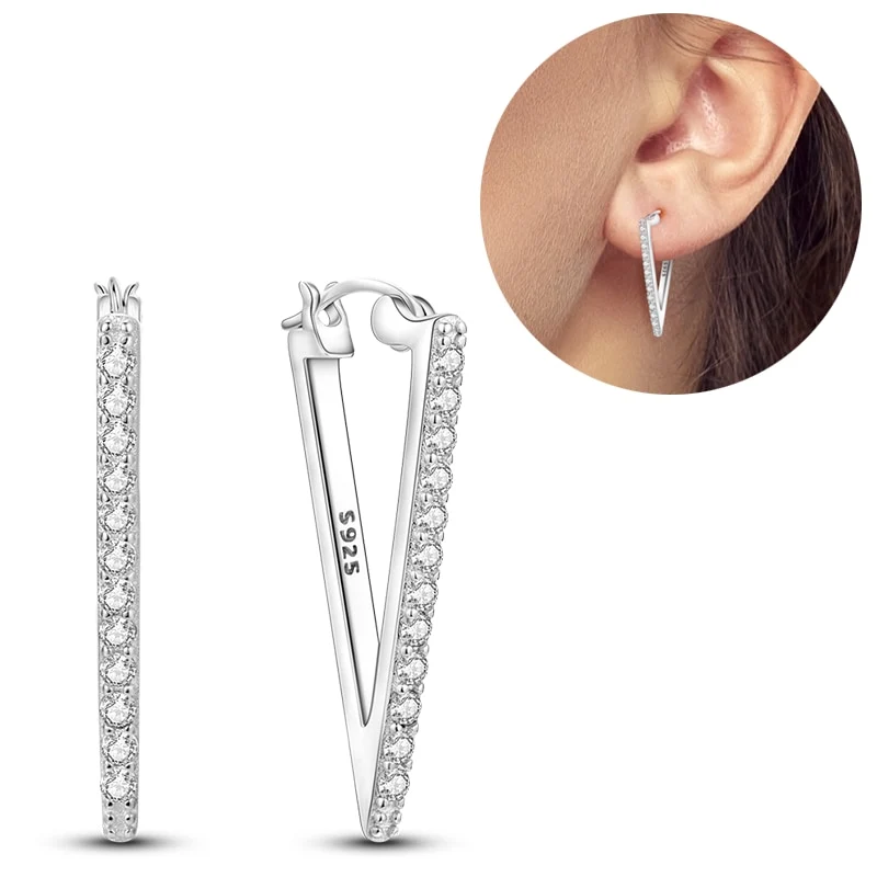 1 Paar Creolen aus 925 sterling Silber Ohrringe Ohrschmuck Zirkonia Ohrstecker