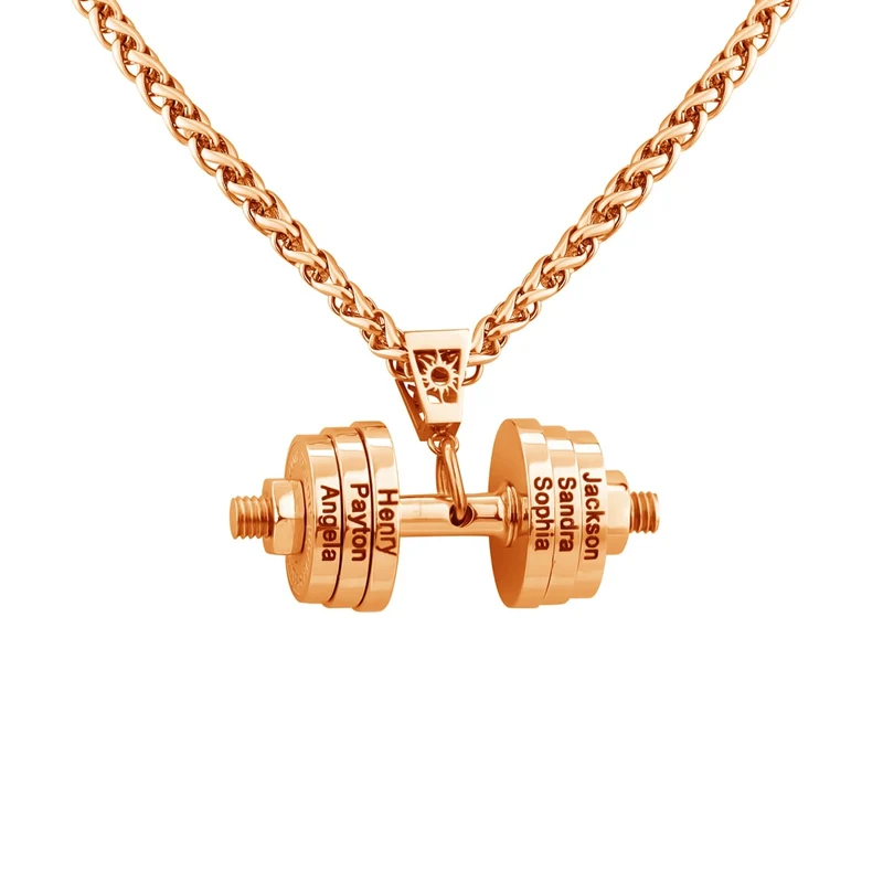 Halskette + Anhänger Edelstahl Hantel Scheibe Gewicht Fitness Gym Bodybuilding Schmuck Geschenk