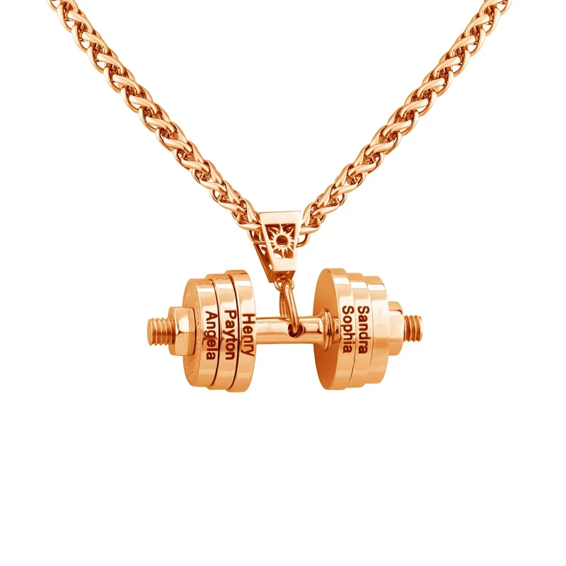 Halskette + Anhänger Edelstahl Hantel Scheibe Gewicht Fitness Gym Bodybuilding Schmuck Geschenk