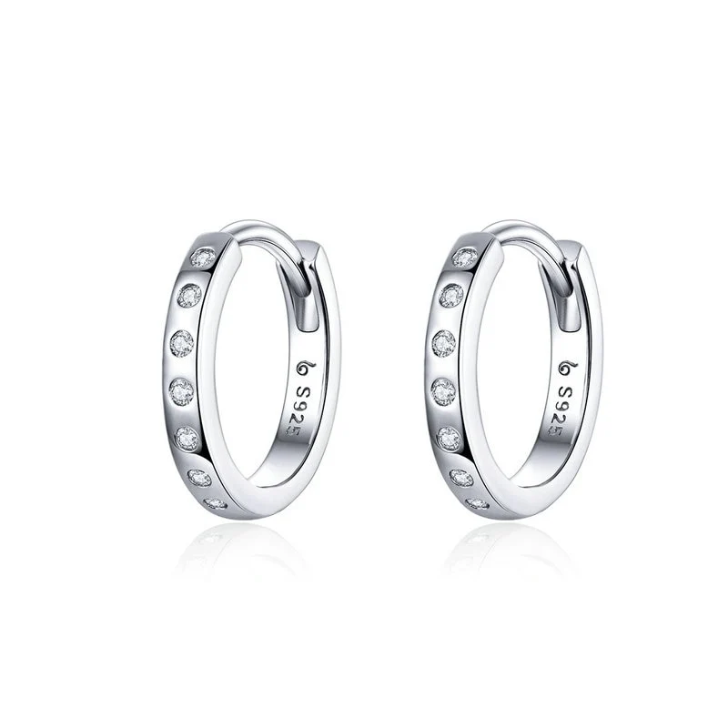 1 Paar Creolen aus 925 Sterling Silber Ohrringe Zirkonia Ohrstecker NEU