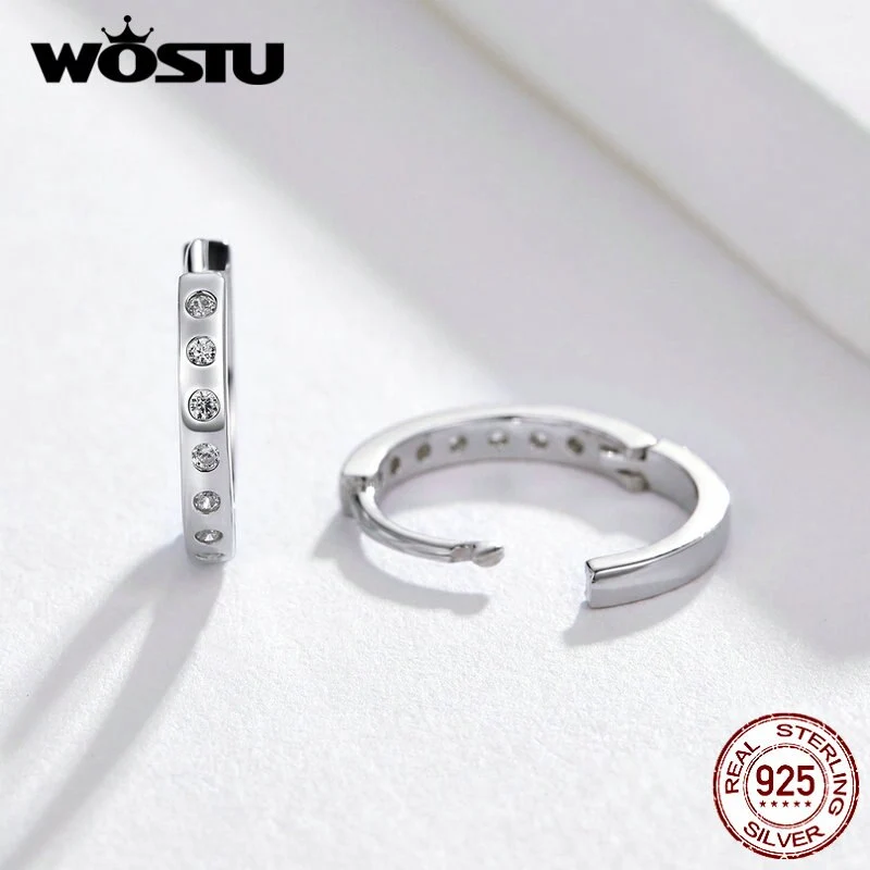 1 Paar Creolen aus 925 Sterling Silber Ohrringe Zirkonia Ohrstecker NEU