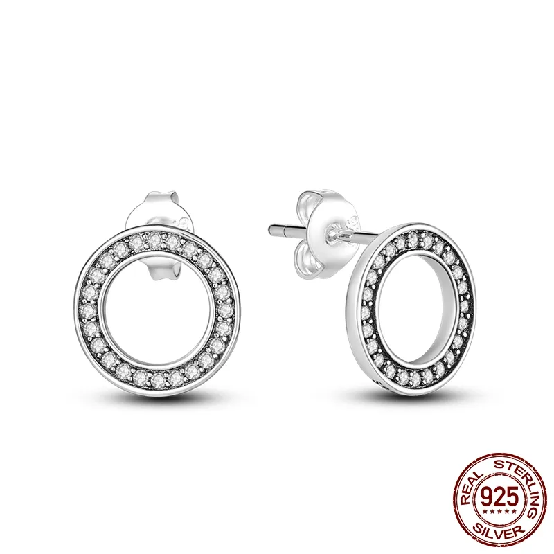 1 Paar Creolen aus 925 Sterling Silber Ohrringe Zirkonia Ohrstecker NEU