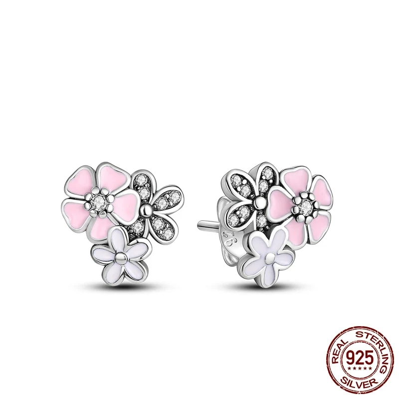 1 Paar Creolen aus 925 Sterling Silber Ohrringe Zirkonia Ohrstecker NEU
