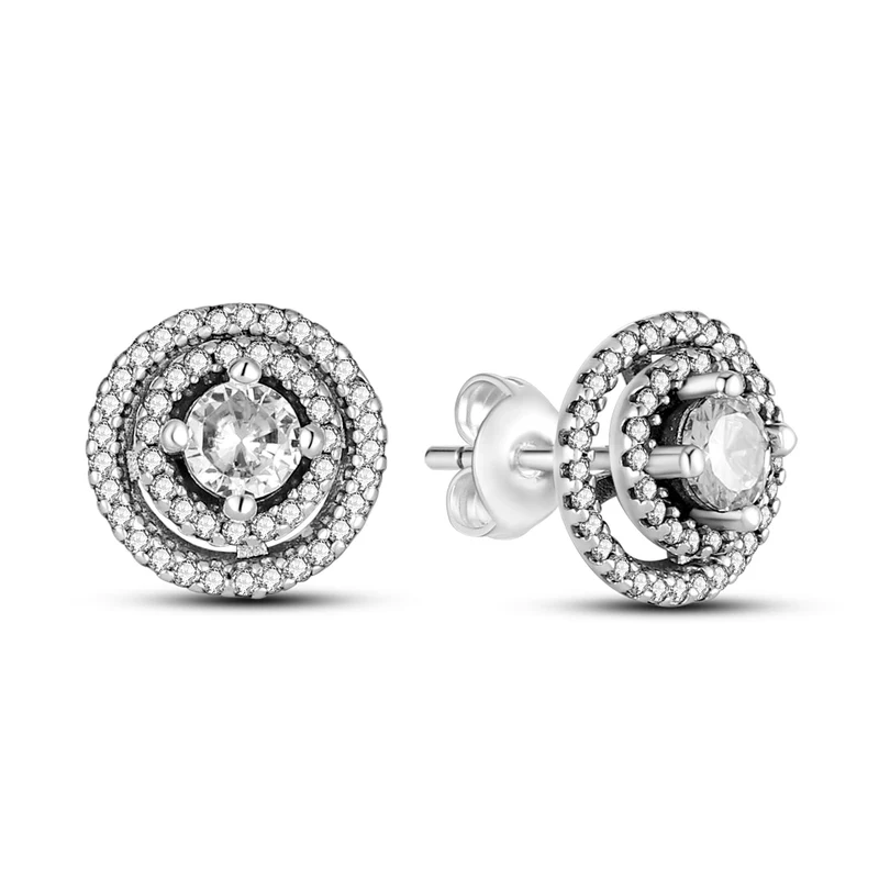 1 Paar Creolen aus 925 Sterling Silber Ohrringe Zirkonia Ohrstecker NEU