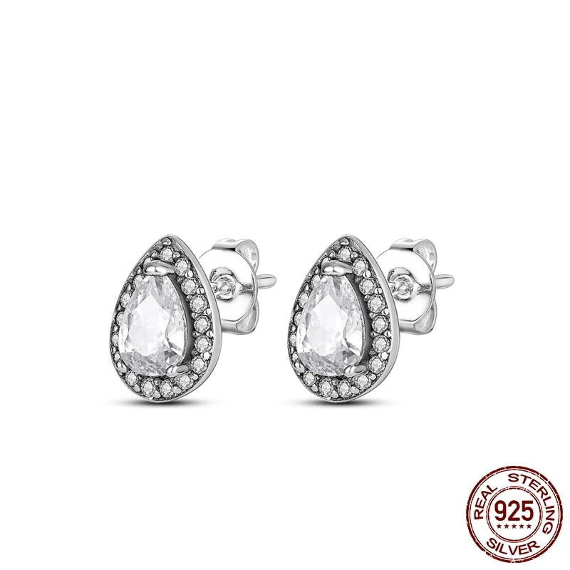 1 Paar Creolen aus 925 Sterling Silber Ohrringe Zirkonia Ohrstecker NEU