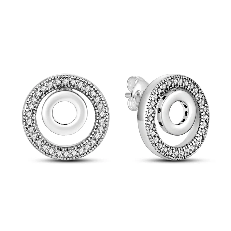 1 Paar Creolen aus 925 Sterling Silber Ohrringe Zirkonia Ohrstecker NEU
