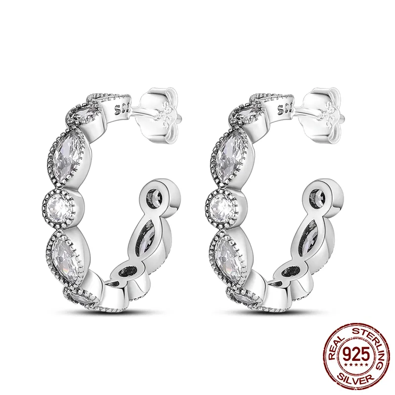 1 Paar Creolen aus 925 Sterling Silber Ohrringe Zirkonia Ohrstecker NEU