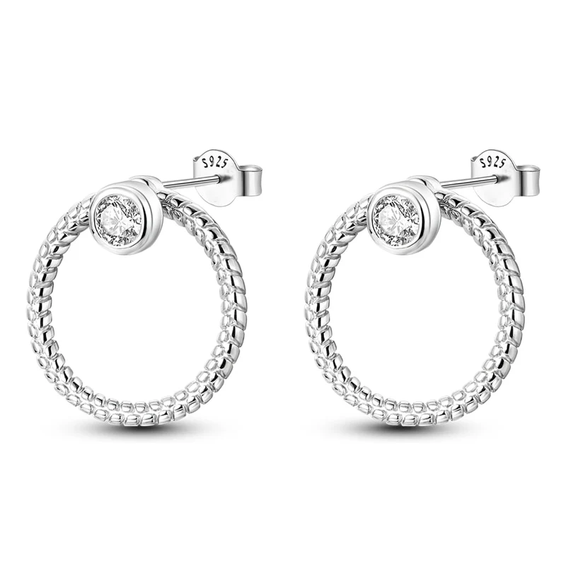 1 Paar Creolen aus 925 Sterling Silber Ohrringe Zirkonia Ohrstecker NEU