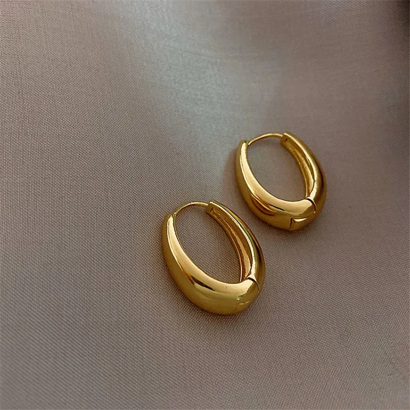 1 Paar Creolen Vergoldet Gold Ohrringe Zirkonia Statement Ohrstecker NEU