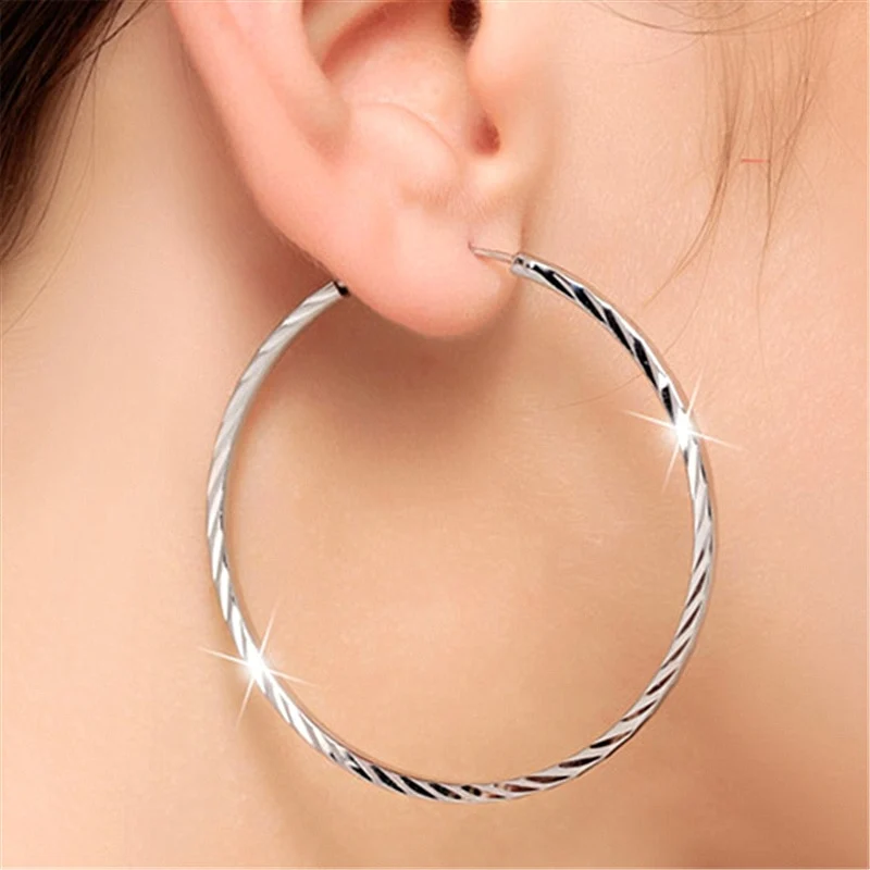 1 Paar Creolen aus 925 Sterling Silber Ohrringe Zirkonia Ohrstecker NEU