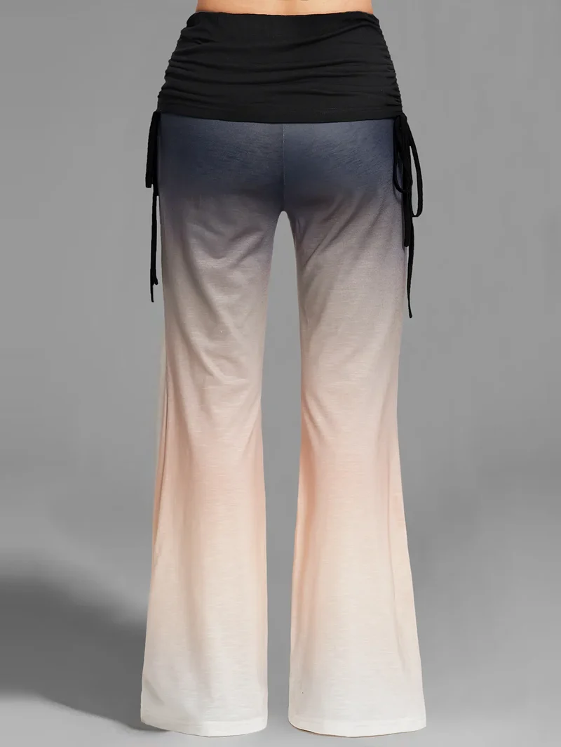Damen Yoga Hose Bootcut Hüftjeans Schlaghose Hip Retro Flared Leggins