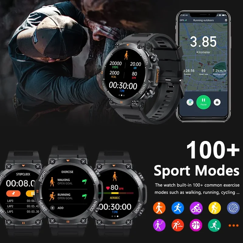 Herren Armbanduhr Digital Uhr Silber Edelstahl Quarzuhr Bluetooth Smartwatch