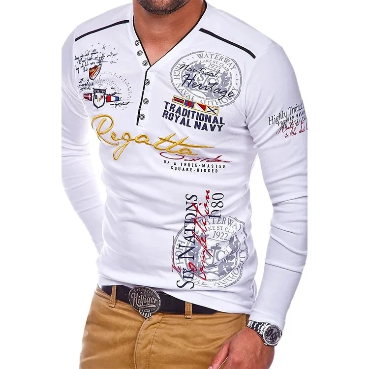 Herren Poloshirt POLO Shirt Zip Kontrast Kragen Langarm Slim Fit Hemd Polohemd Neu