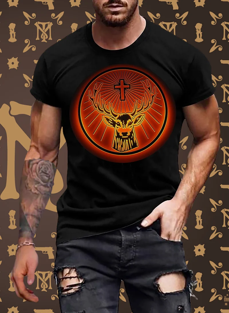 Fashion Herren Jägermeister T-Shirt Rundhals Unisex 100% Baumwolle Streetwear