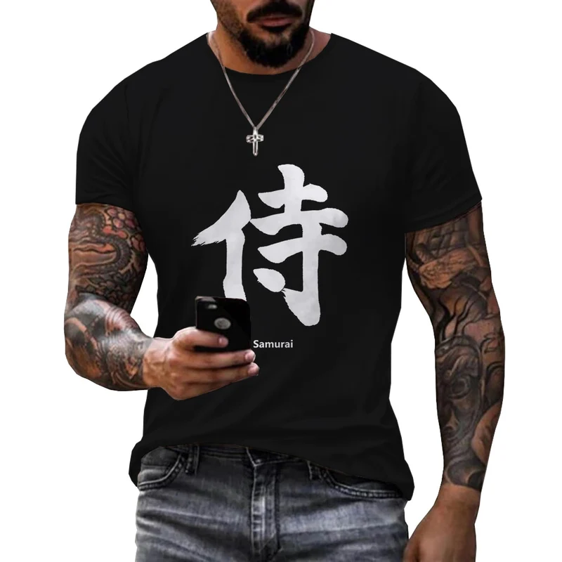 Herren Japan Samurai 3D T-Shirt Rundhals Unisex Sommer Streetwear