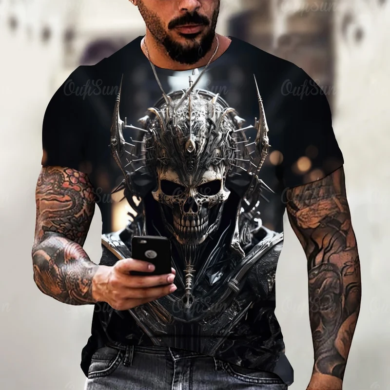 Herren Horror Skulls 3D T-Shirt Rundhals Unisex Sommer Streetwear