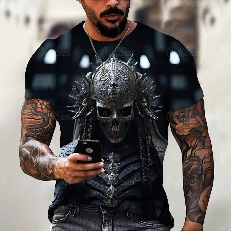 Herren Horror Skulls 3D T-Shirt Rundhals Unisex Sommer Streetwear