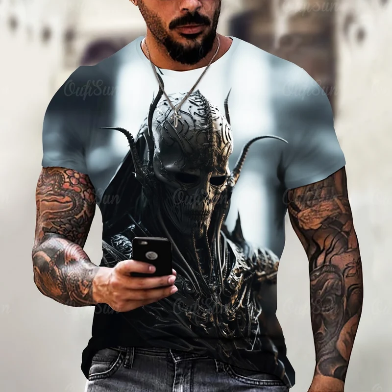 Herren Horror Skulls 3D T-Shirt Rundhals Unisex Sommer Streetwear