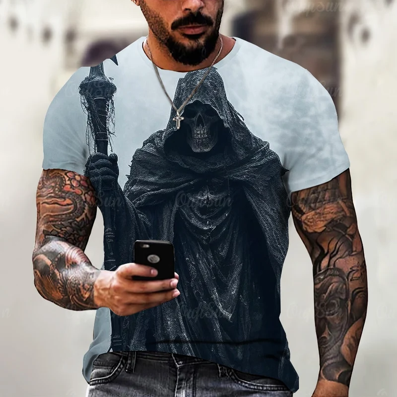Herren Horror Skulls 3D T-Shirt Rundhals Unisex Sommer Streetwear