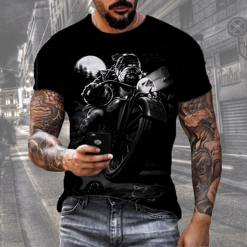 Herren Horror Skulls 3D T-Shirt Rundhals Unisex Sommer Streetwear Motorcycle