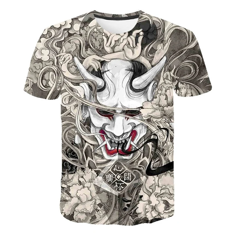 Herren Japan Samurai 3D T-Shirt Rundhals Unisex Sommer Streetwear