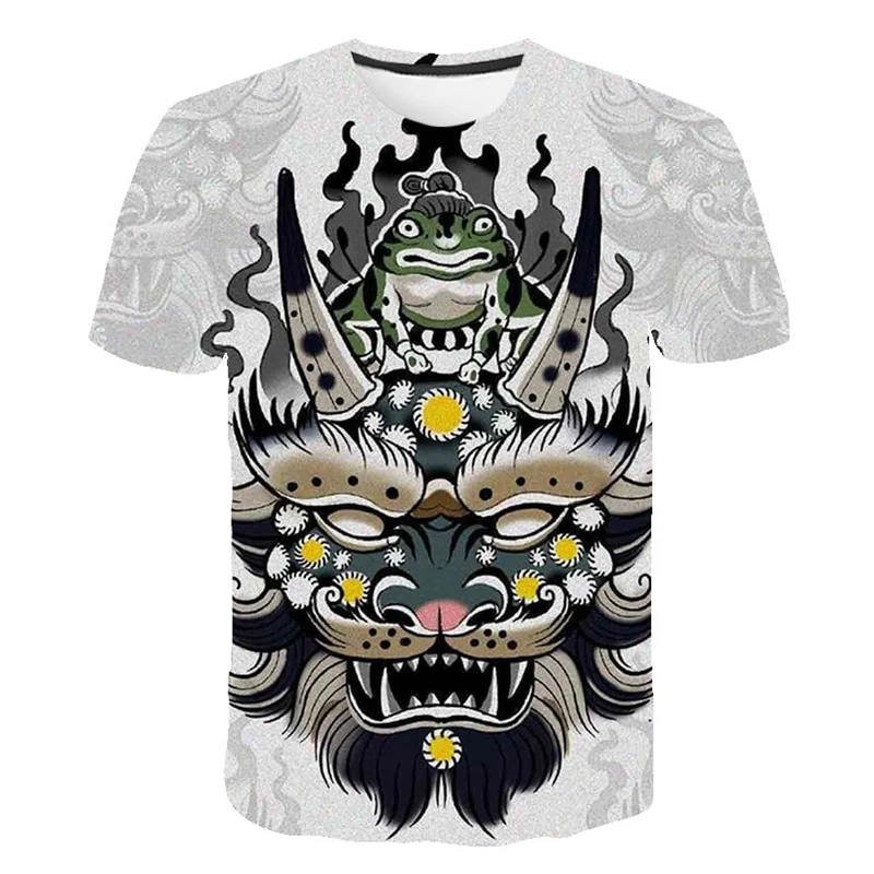 Herren Japan Samurai 3D T-Shirt Rundhals Unisex Sommer Streetwear