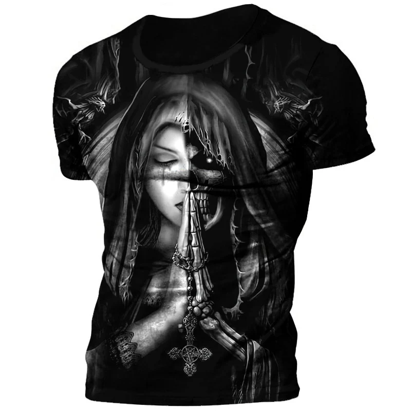 Herren Horror Skulls 3D T-Shirt Rundhals Unisex Sommer Streetwear
