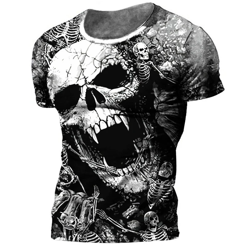 Herren Horror Skulls 3D T-Shirt Rundhals Unisex Sommer Streetwear