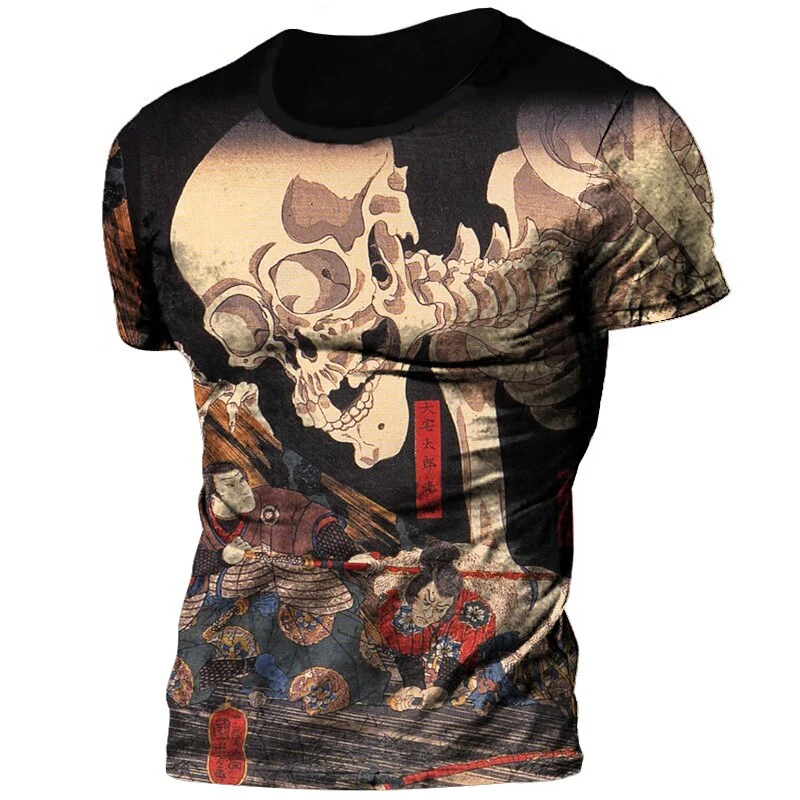 Herren Horror Skulls 3D T-Shirt Rundhals Unisex Sommer Streetwear