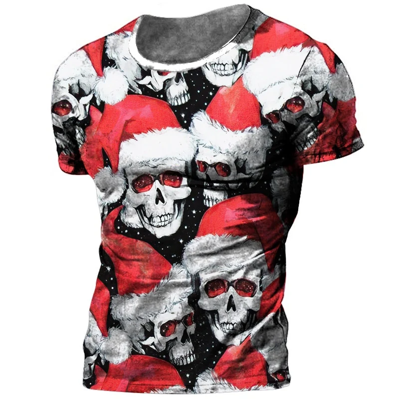 Herren Horror Skulls 3D T-Shirt Rundhals Unisex Sommer Streetwear