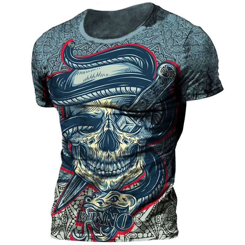 Herren Horror Skulls 3D T-Shirt Rundhals Unisex Sommer Streetwear