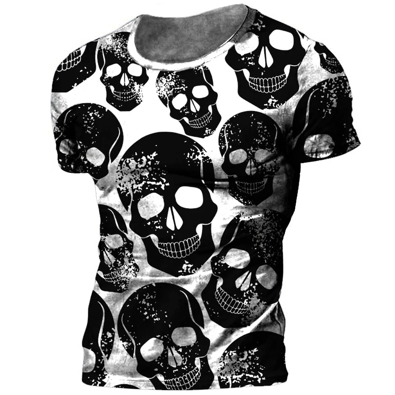 Herren Horror Skulls 3D T-Shirt Rundhals Unisex Sommer Streetwear