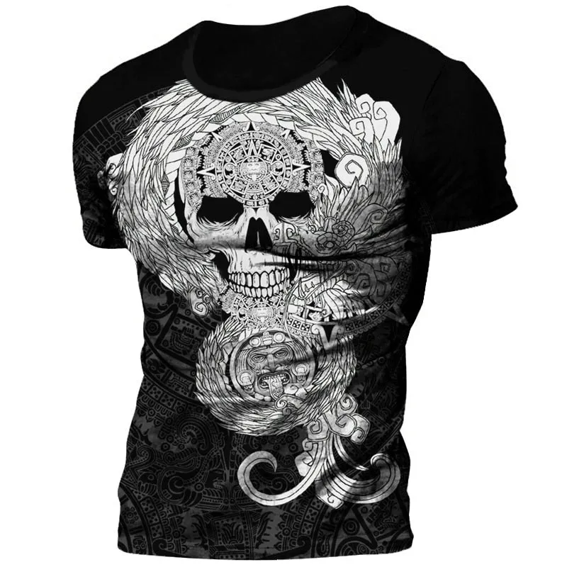 Herren Horror Skulls 3D T-Shirt Rundhals Unisex Sommer Streetwear