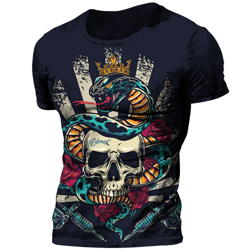 Herren Horror Skulls 3D T-Shirt Rundhals Unisex Sommer Streetwear
