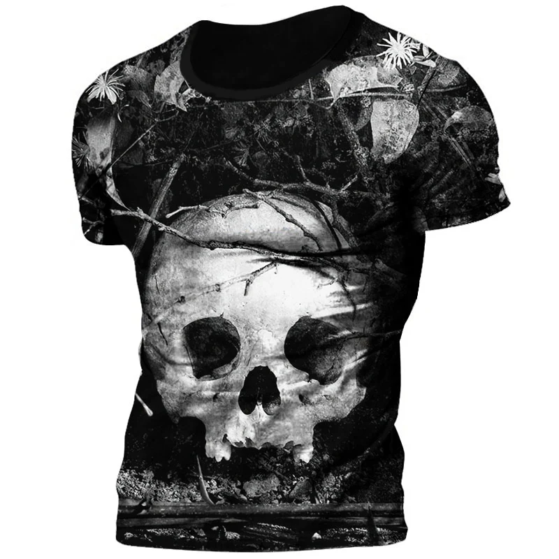 Herren Horror Skulls 3D T-Shirt Rundhals Unisex Sommer Streetwear